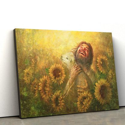Jesus And The Lamb Picture - Seeds Of Joy (2) Canvas Wall Art - Christian Wall Decor