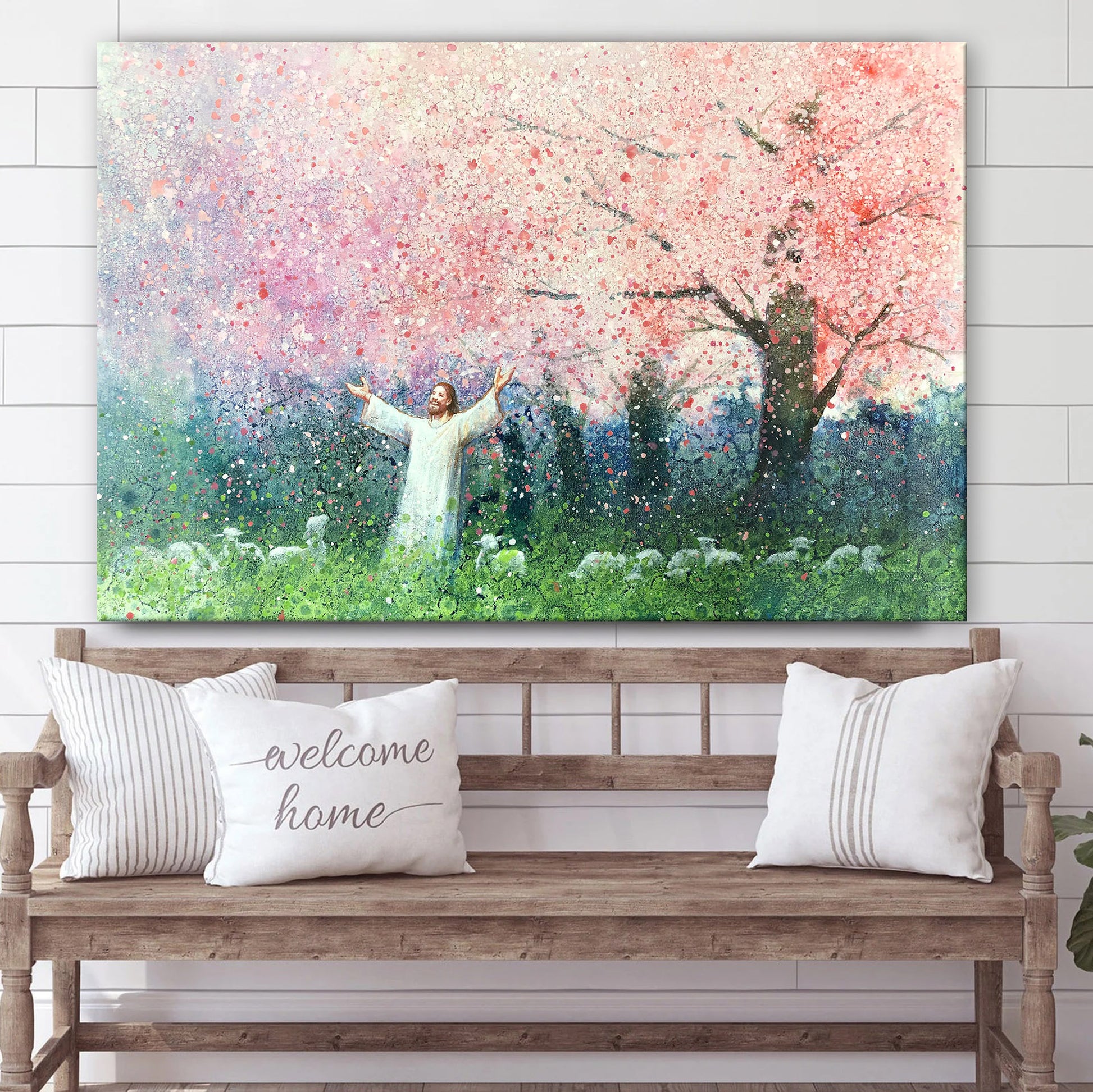 Jesus And The Lamb Picture - Seeds Of Kindness Canvas Wall Art - Christian Wall Decor