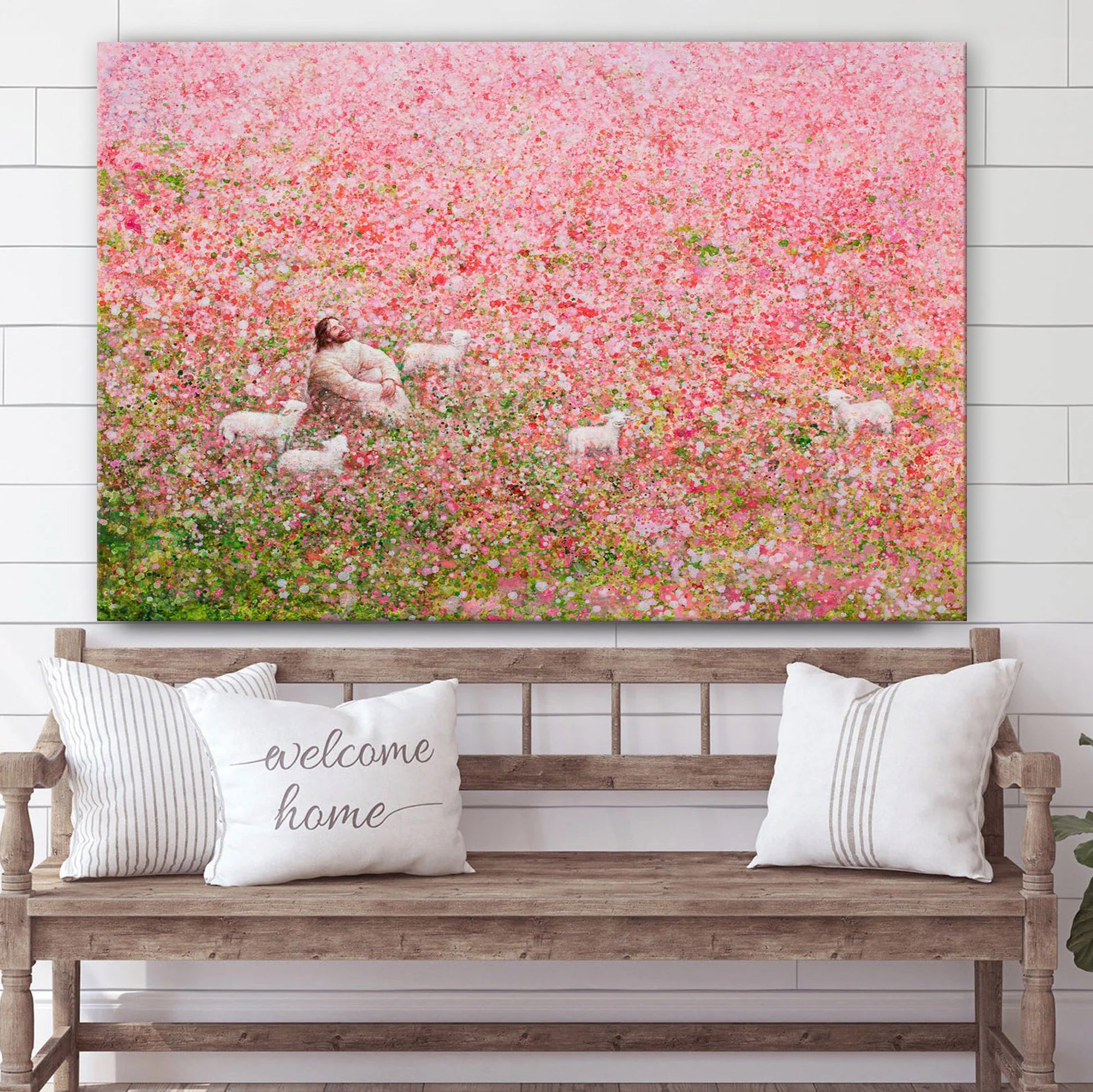 Jesus And The Lamb Picture - Shepherd's Rest Canvas Wall Art - Christian Wall Decor