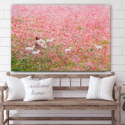 Jesus And The Lamb Picture - Shepherd's Rest Canvas Wall Art - Christian Wall Decor