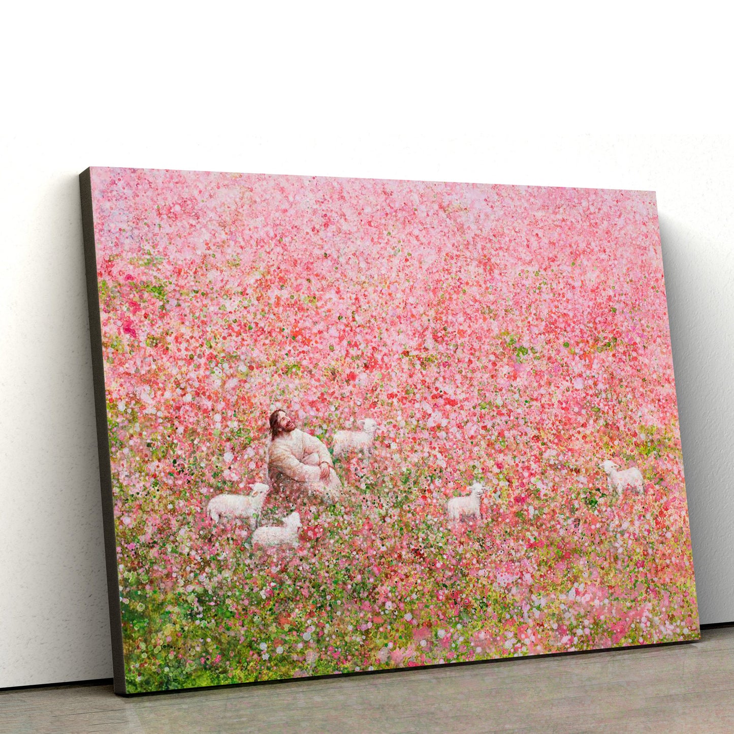 Jesus And The Lamb Picture - Shepherd's Rest Canvas Wall Art - Christian Wall Decor