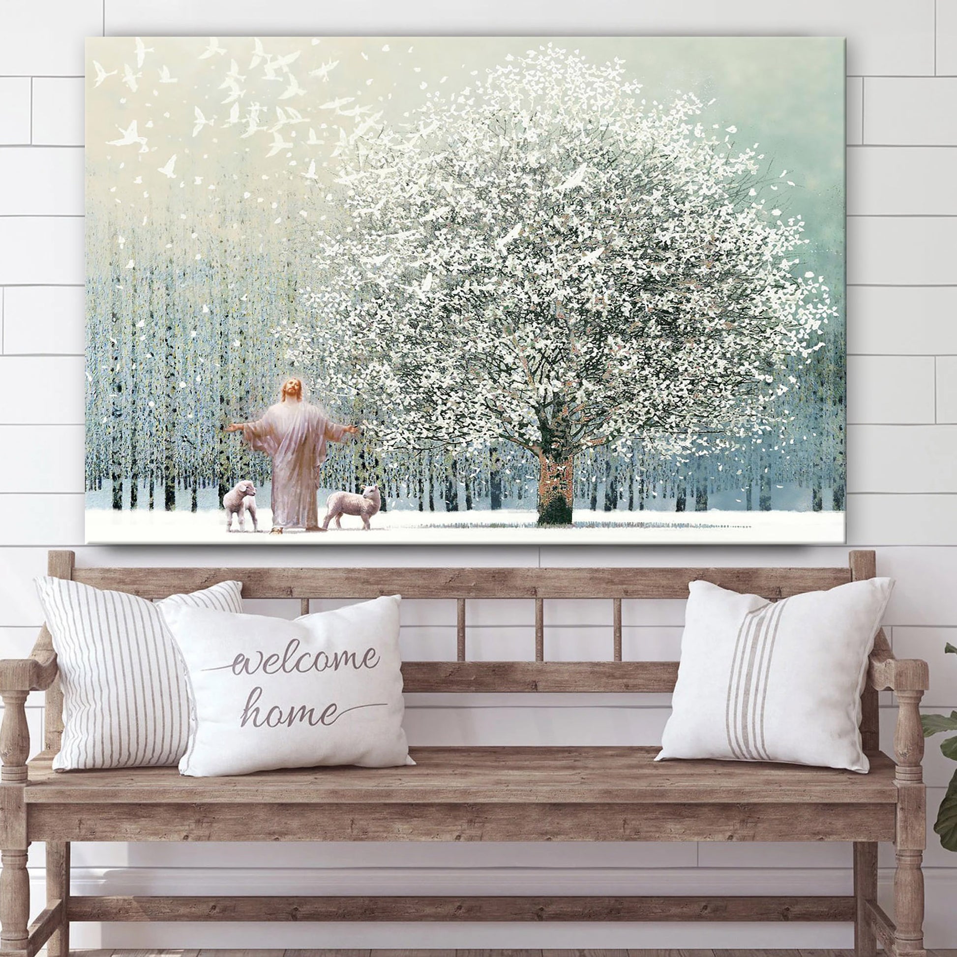 Jesus And The Lamb Picture - Solitude Canvas Wall Art - Christian Wall Decor