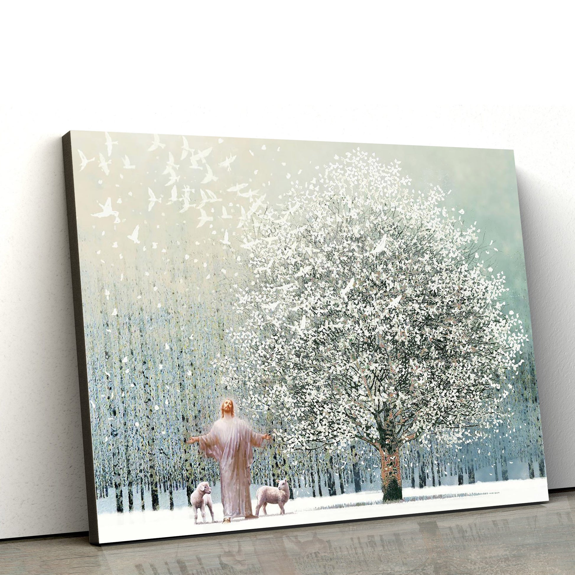 Jesus And The Lamb Picture - Solitude Canvas Wall Art - Christian Wall Decor