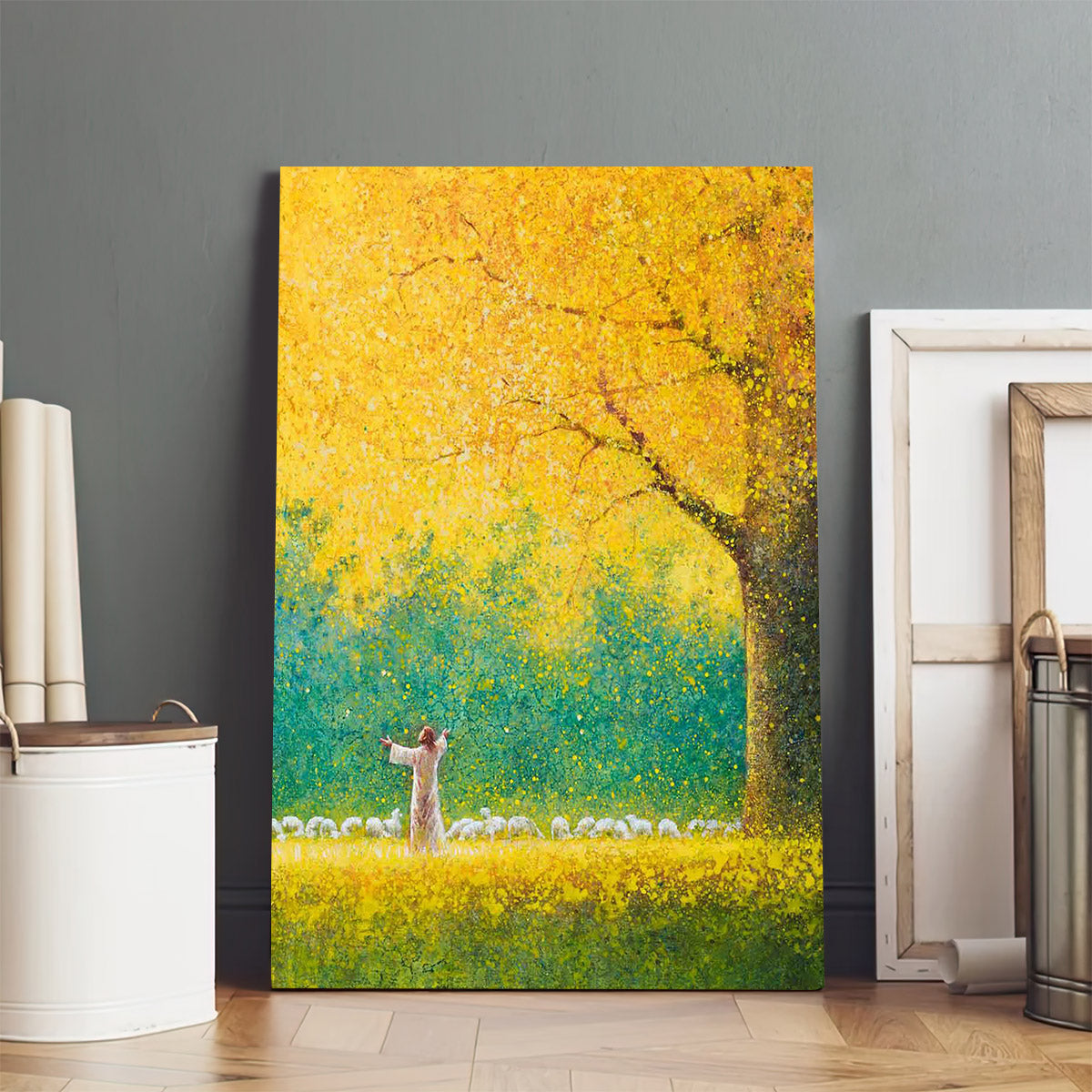 Jesus And The Lamb Picture - Sunshine In My Soul Portrait Canvas Wall Art - Christian Wall Decor