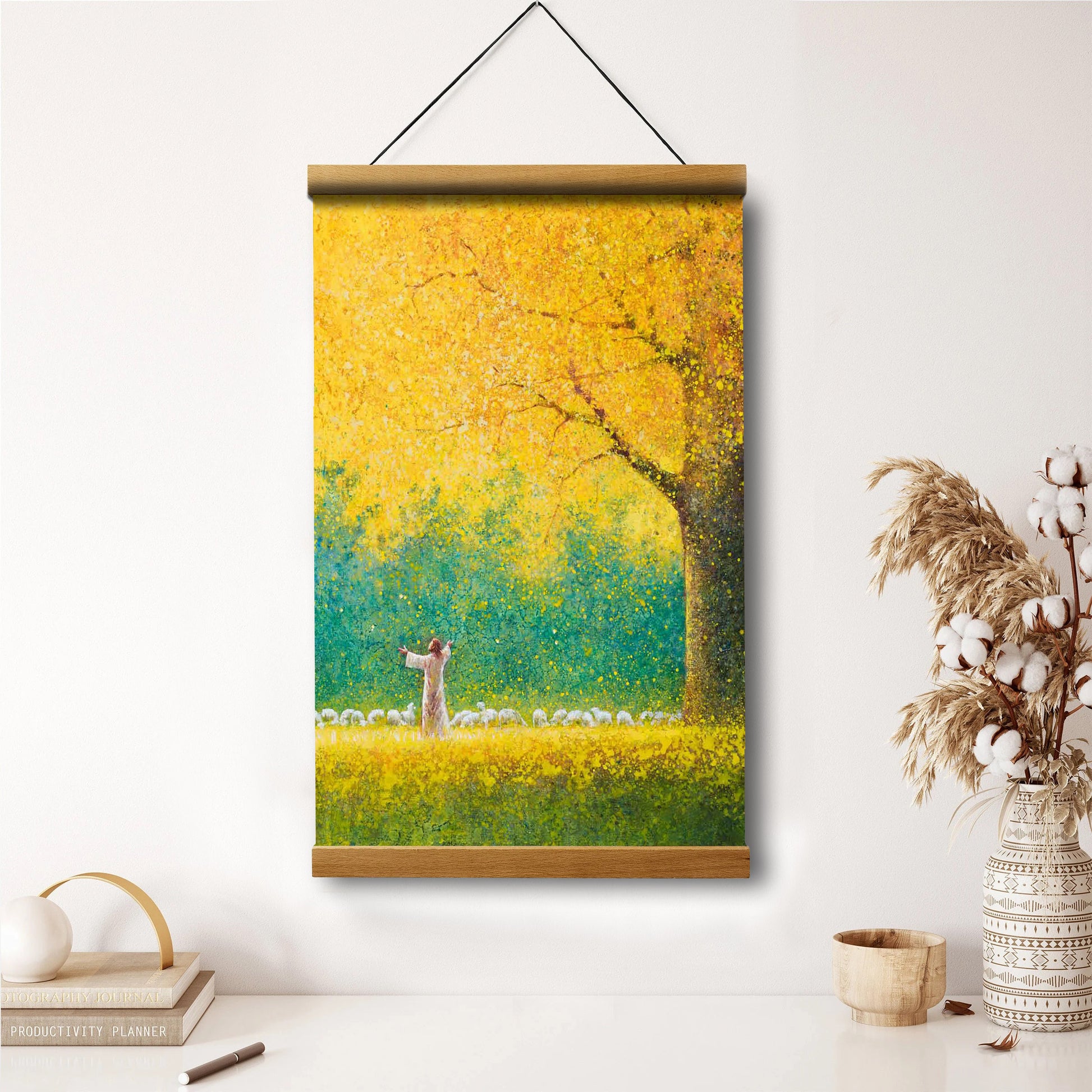 Jesus And The Lamb Picture - Sunshine In My Soul Portrait Hanging Canvas Wall Art - Christian Wall Decor - Religious Canvas