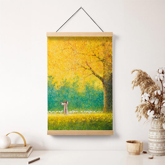 Jesus And The Lamb Picture - Sunshine In My Soul Portrait Hanging Canvas Wall Art - Christian Wall Decor - Religious Canvas