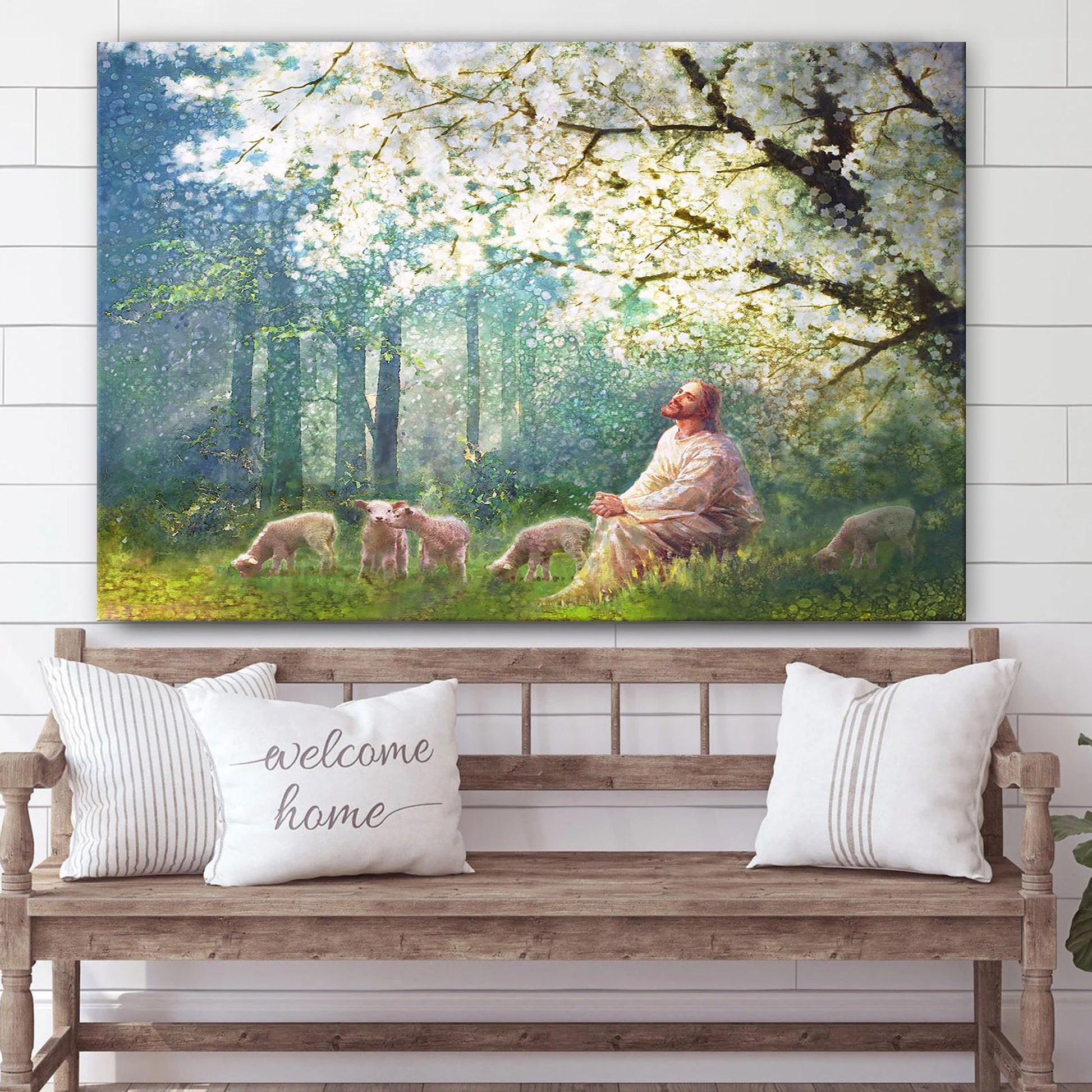 Jesus And The Lamb Picture - Sweet Is The Work Canvas Wall Art - Christian Wall Decor