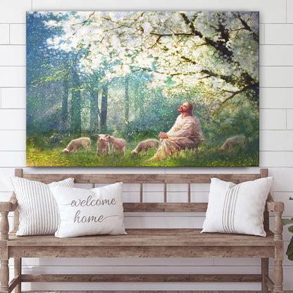 Jesus And The Lamb Picture - Sweet Is The Work Canvas Wall Art - Christian Wall Decor