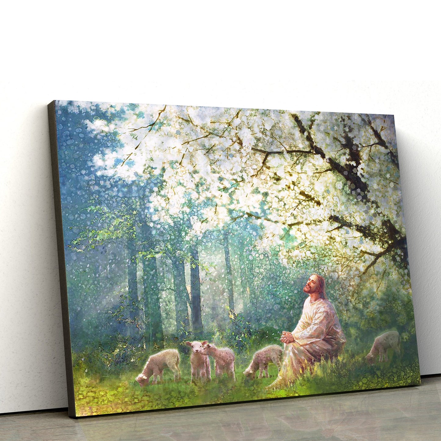 Jesus And The Lamb Picture - Sweet Is The Work Canvas Wall Art - Christian Wall Decor