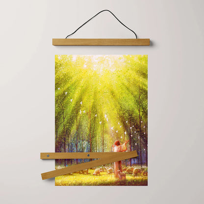 Jesus And The Lamb Picture - The Light Of His Love Portrait Hanging Canvas Wall Art - Christian Wall Decor - Religious Canvas