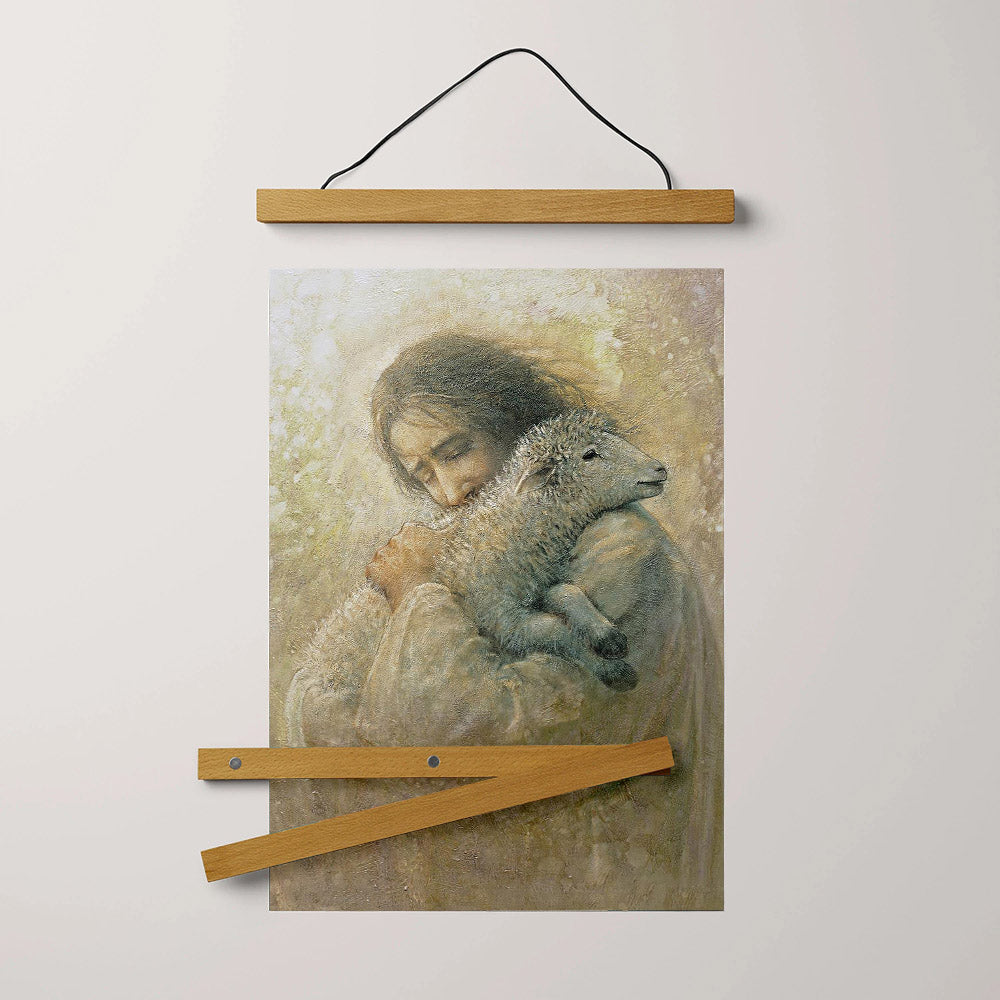Jesus And The Lamb Picture - The Shepherd's Care Portrait Hanging Canvas Wall Art - Christian Wall Decor - Religious Canvas