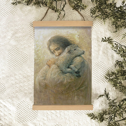 Jesus And The Lamb Picture - The Shepherd's Care Portrait Hanging Canvas Wall Art - Christian Wall Decor - Religious Canvas