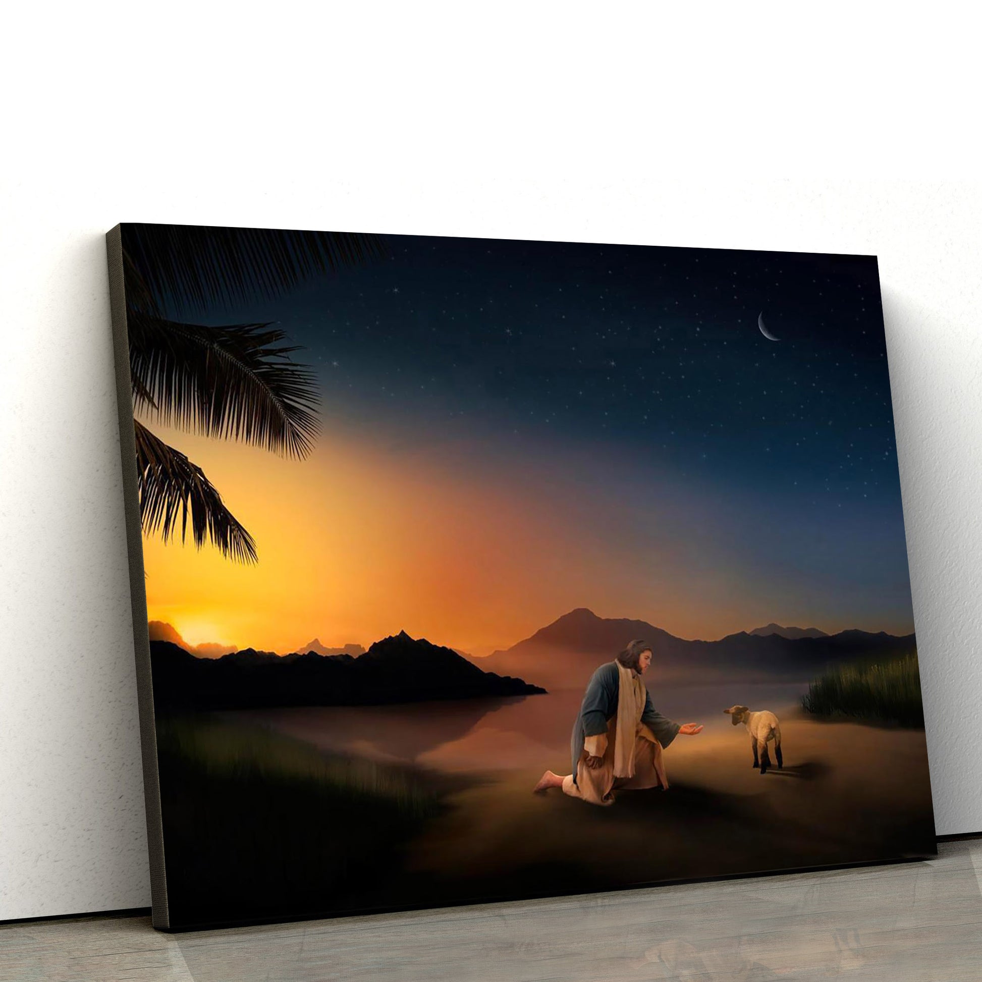 Jesus And The Lamb Picture - Time With The Lamb Canvas Wall Art - Christian Wall Decor