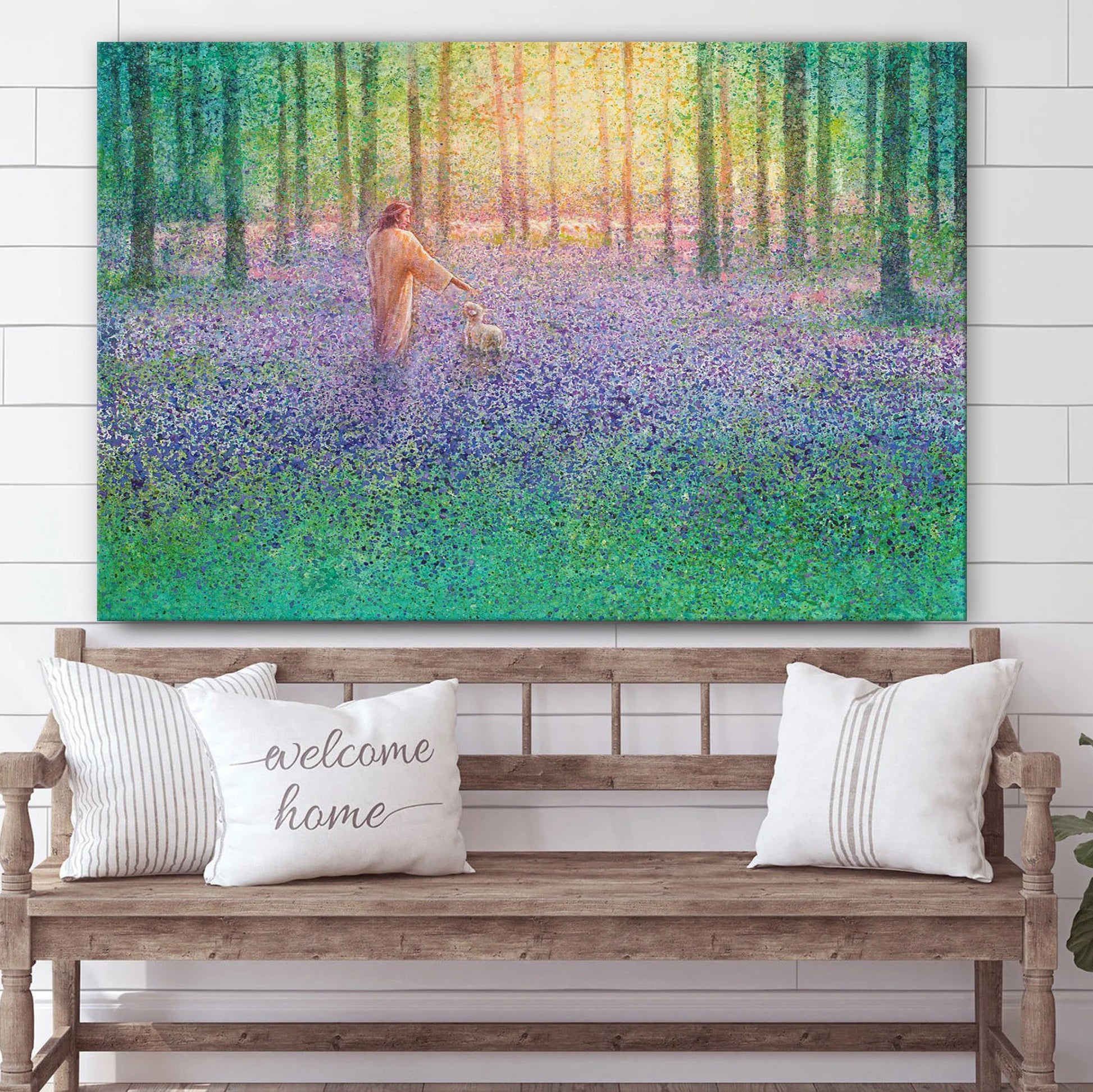 Jesus And The Lamb Picture - Walk With Me Canvas Wall Art - Christian Wall Decor