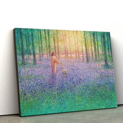Jesus And The Lamb Picture - Walk With Me Canvas Wall Art - Christian Wall Decor
