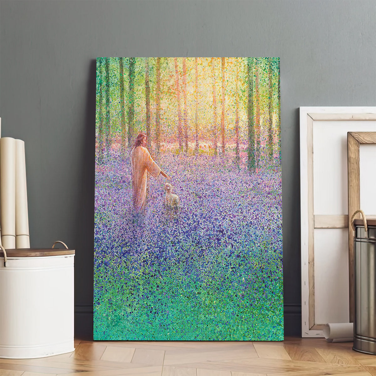 Jesus And The Lamb Picture - Walk With Me Portrait Canvas Wall Art - Christian Wall Decor