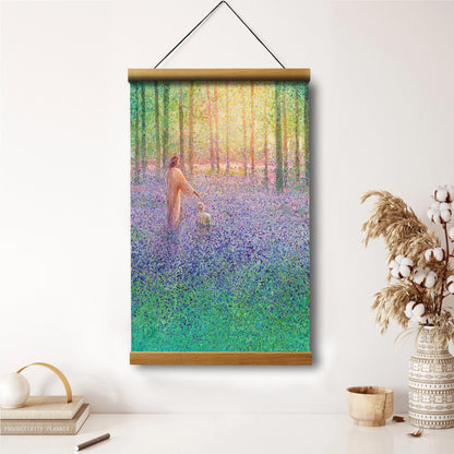 Jesus And The Lamb Picture - Walk With Me Portrait Hanging Canvas Wall Art - Christian Wall Decor - Religious Canvas