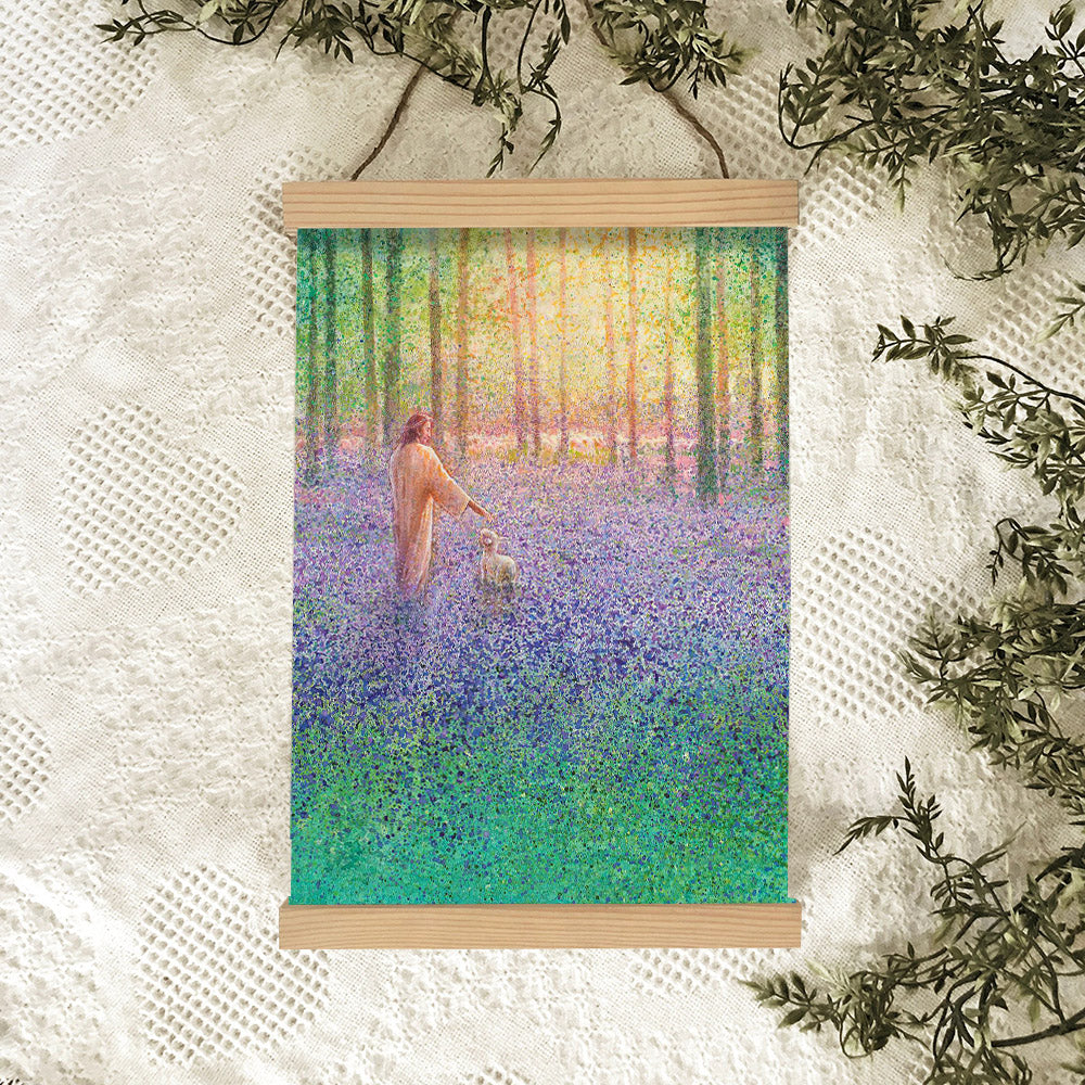 Jesus And The Lamb Picture - Walk With Me Portrait Hanging Canvas Wall Art - Christian Wall Decor - Religious Canvas