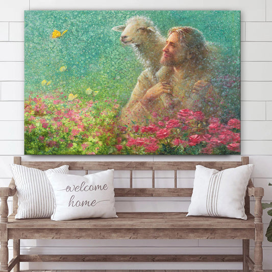 Jesus And The Lamb Picture - With The Lord Canvas Wall Art - Christian Wall Decor
