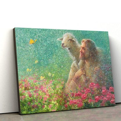 Jesus And The Lamb Picture - With The Lord Canvas Wall Art - Christian Wall Decor