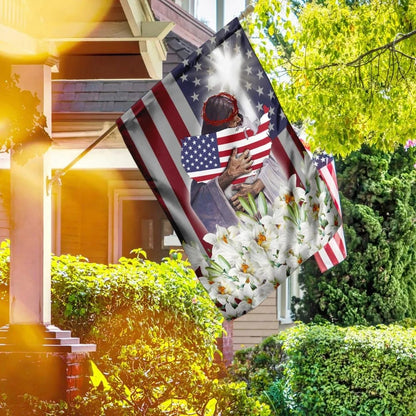 Jesus And The Lilies God American Flag - Outdoor Christian House Flag - Christian Garden Flags