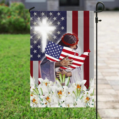 Jesus And The Lilies God American Flag - Outdoor Christian House Flag - Christian Garden Flags