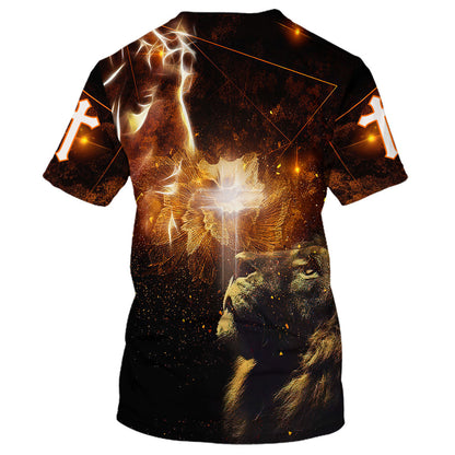 Jesus And The Lion Of Judah 3d T-Shirts - Christian Shirts For Men&Women