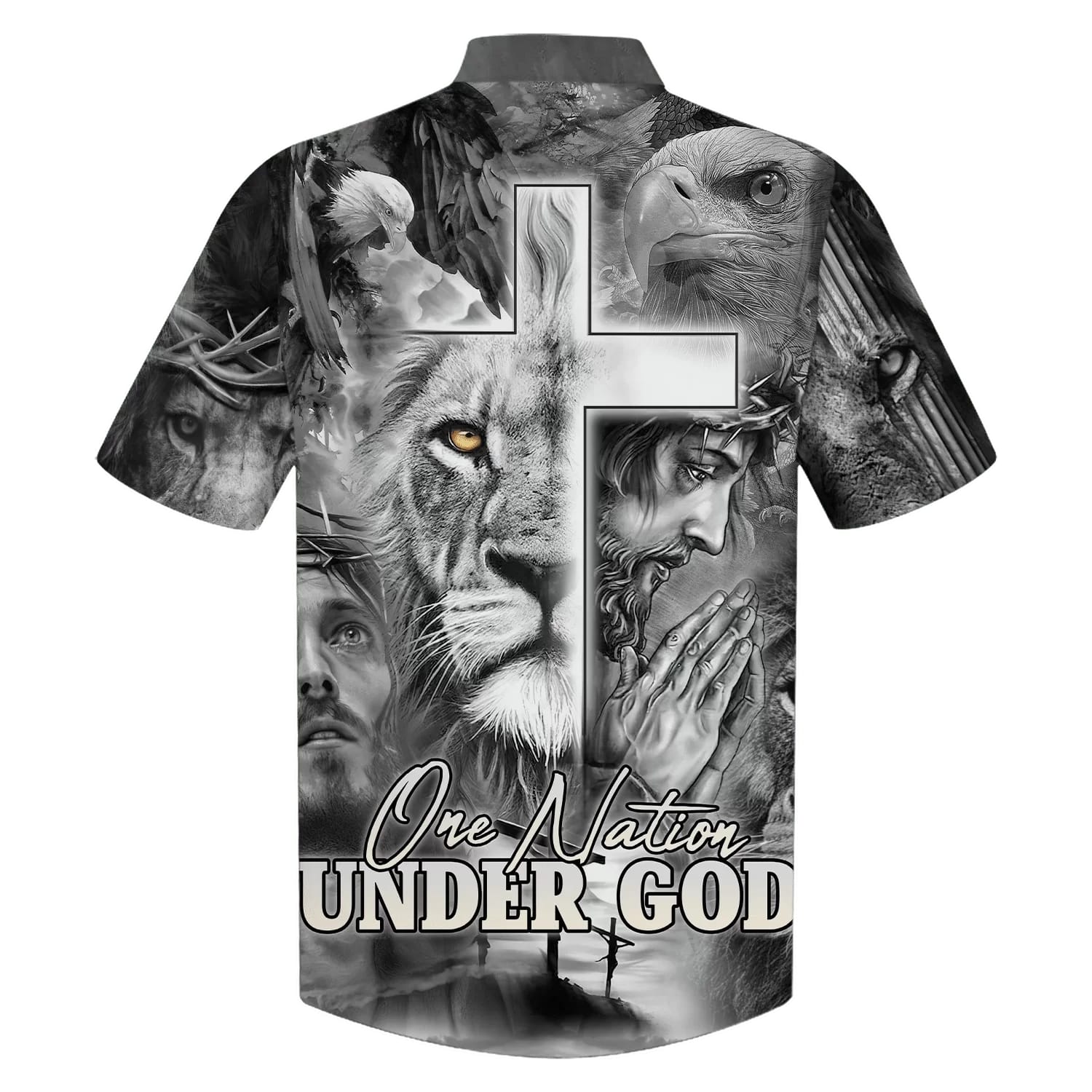 Jesus And The Lion Of Judah Hawaiian Shirt For Men - One Nation Under God Hawaiian Shirts - Christian Hawaiian Shirt