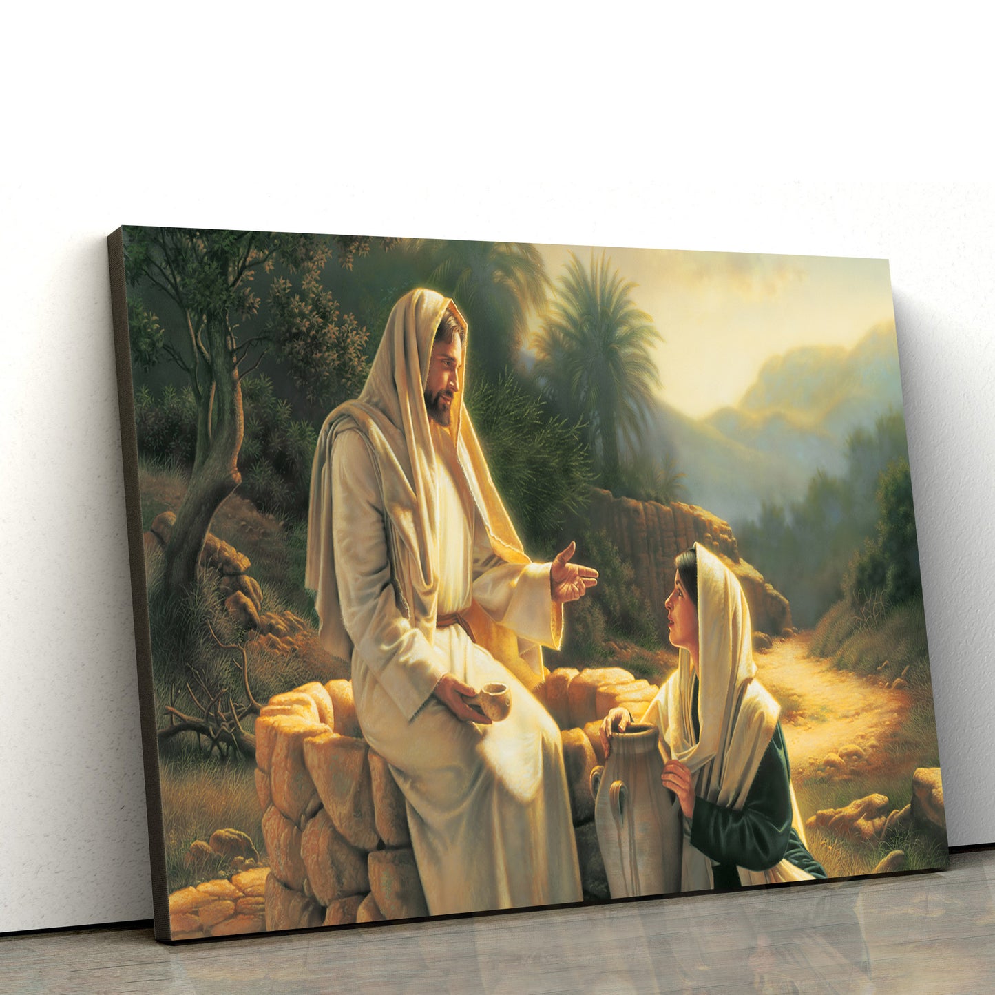 Jesus And The Samaritan Woman Canvas Pictures - Jesus Christ Canvas Art - Christian Wall Canvas
