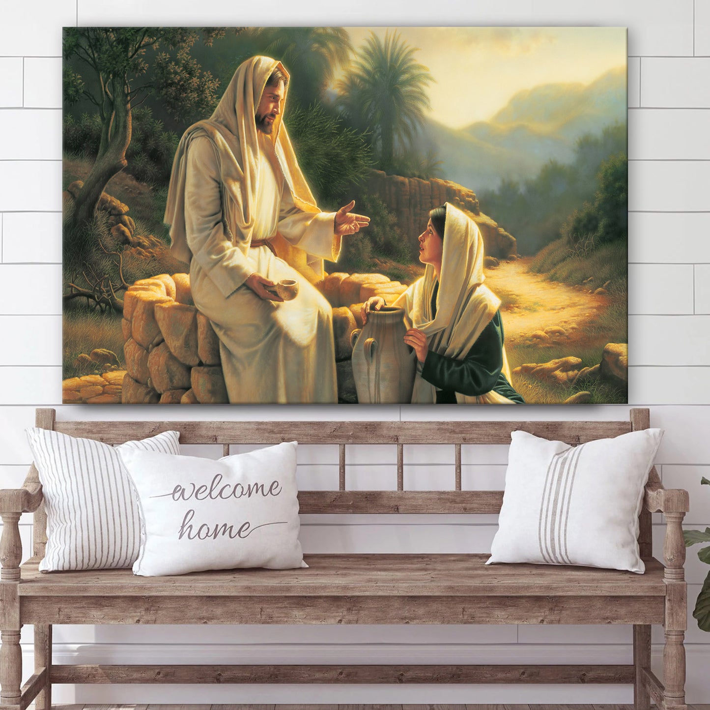 Jesus And The Samaritan Woman Canvas Pictures - Jesus Christ Canvas Art - Christian Wall Canvas