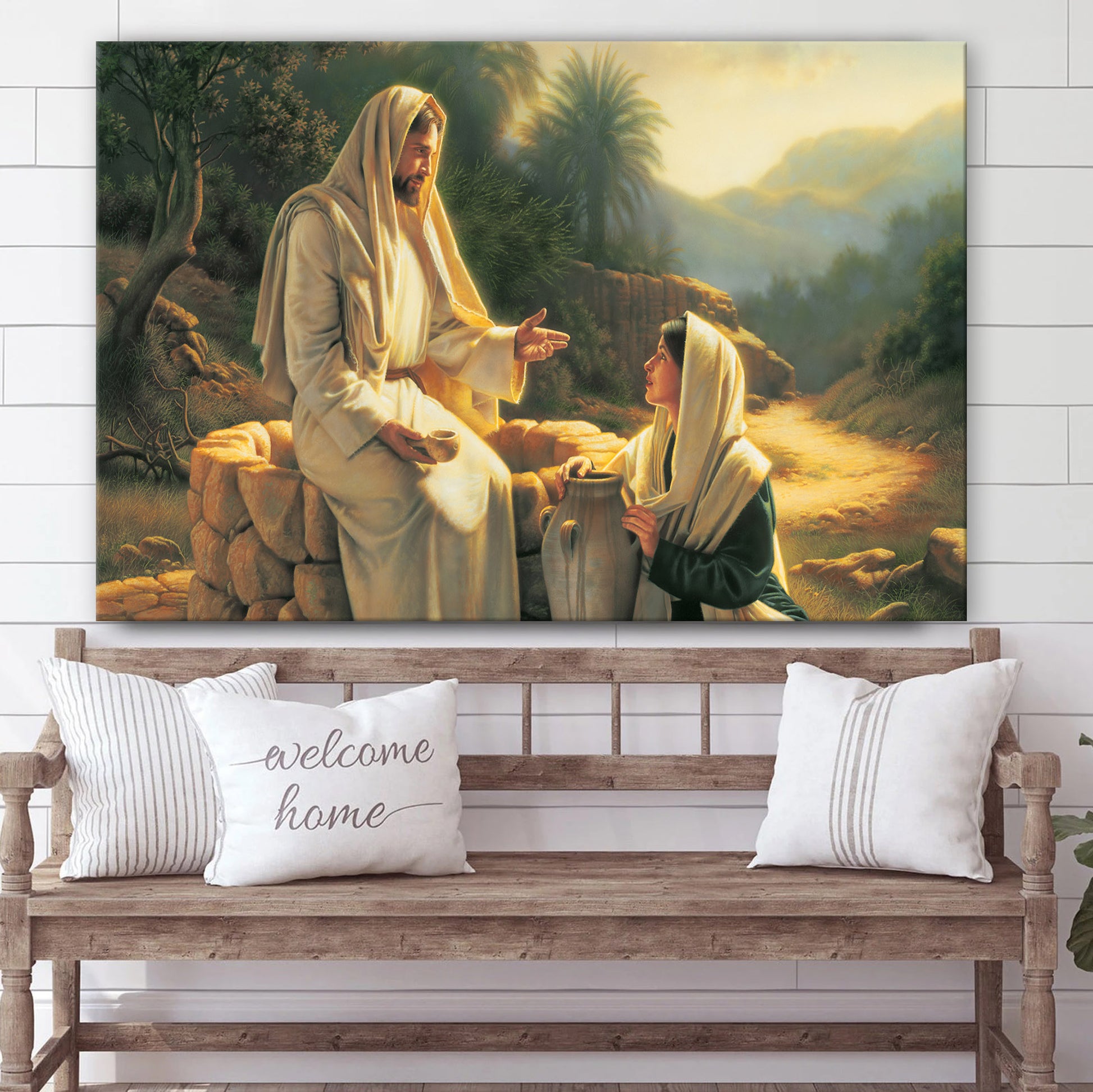 Jesus And The Samaritan Woman Canvas Pictures - Jesus Christ Canvas Art - Christian Wall Canvas
