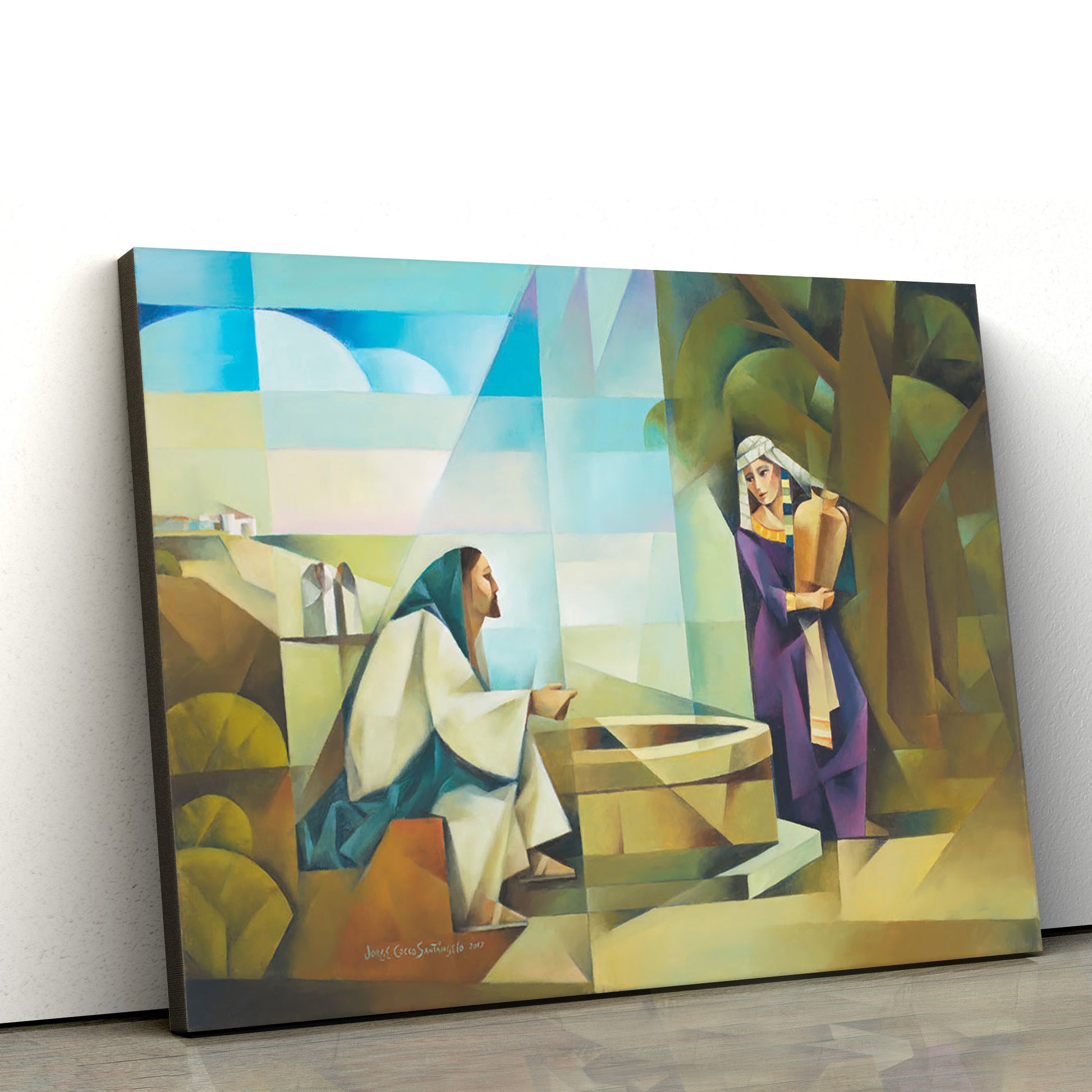 Jesus And The Samaritan Woman Canvas Wall Art - Jesus Christ Picture - Canvas Christian Wall Art