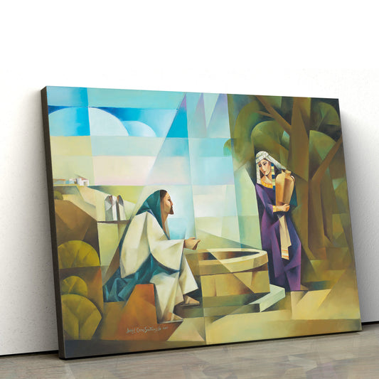 Jesus And The Samaritan Woman Canvas Wall Art - Jesus Christ Picture - Canvas Christian Wall Art