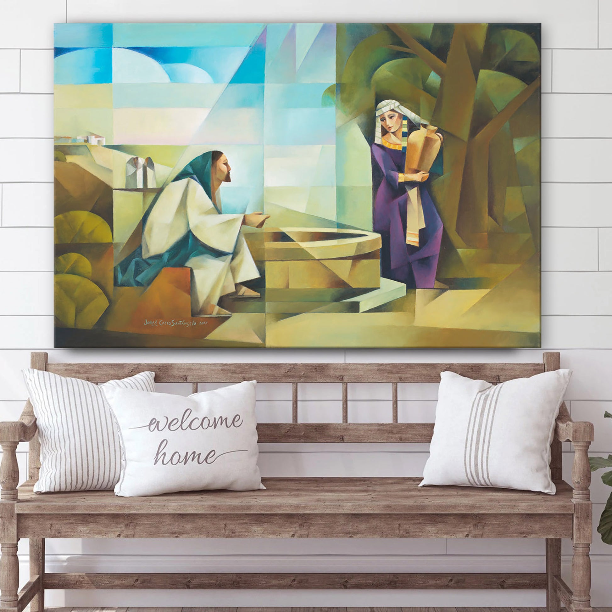 Jesus And The Samaritan Woman Canvas Wall Art - Jesus Christ Picture - Canvas Christian Wall Art