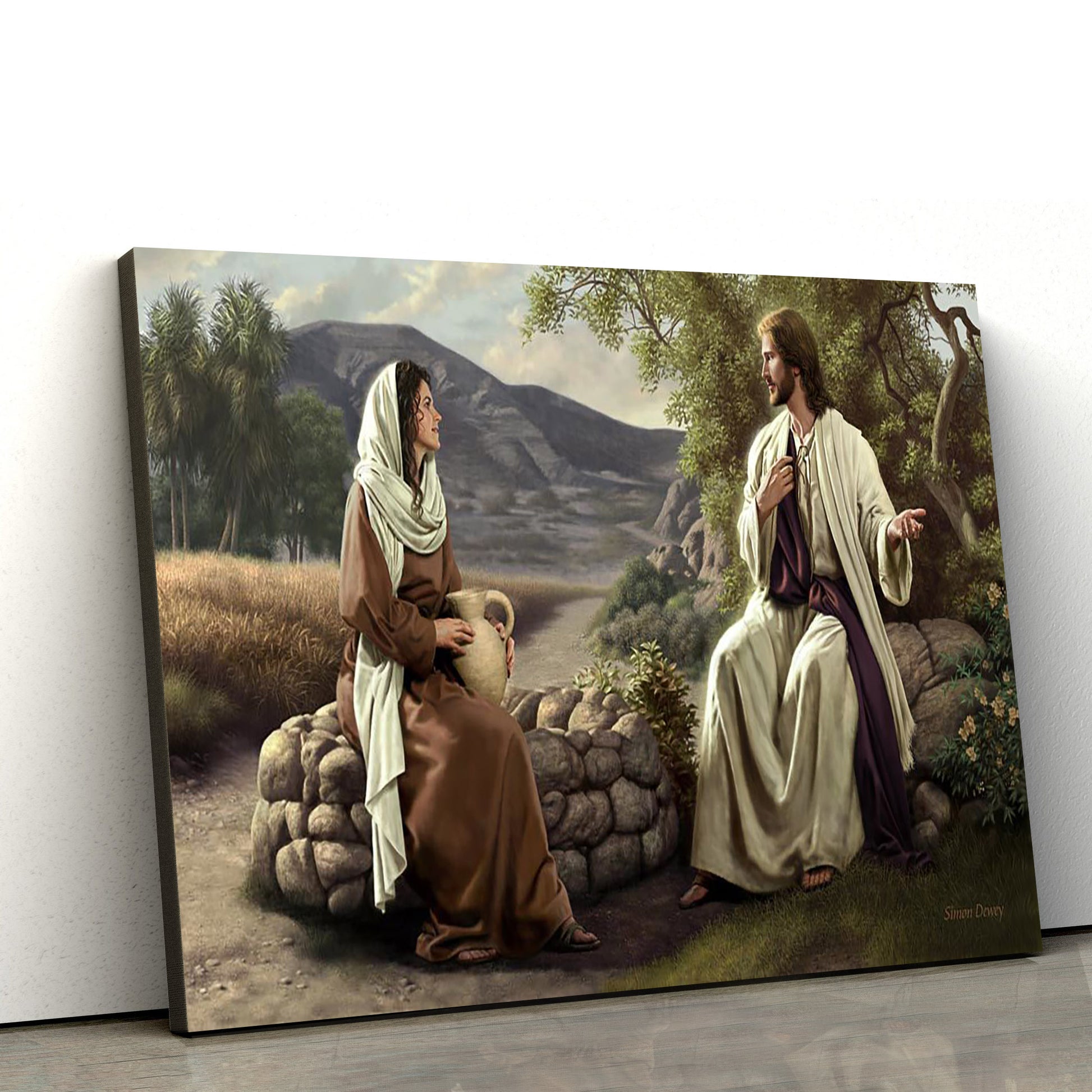 Jesus And The Samaritian Woman At The Well Canvas Pictures - Jesus Christ Canvas Art - Christian Wall Canvas