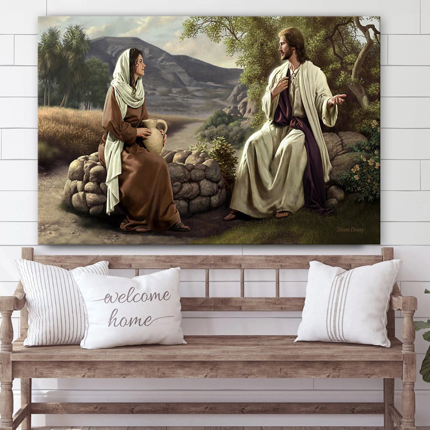 Jesus And The Samaritian Woman At The Well Canvas Pictures - Jesus Christ Canvas Art - Christian Wall Canvas
