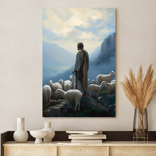 Jesus And The Sheep - Canvas Picture - Jesus Christ Canvas - Christian Wall Art