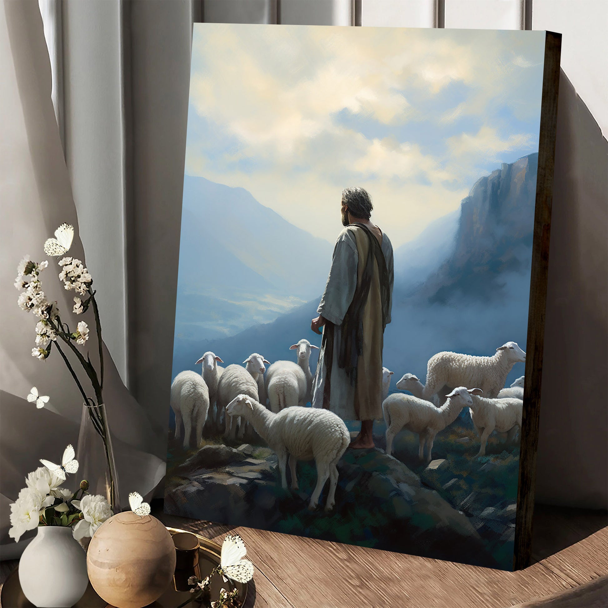 Jesus And The Sheep - Canvas Picture - Jesus Christ Canvas - Christian Wall Art