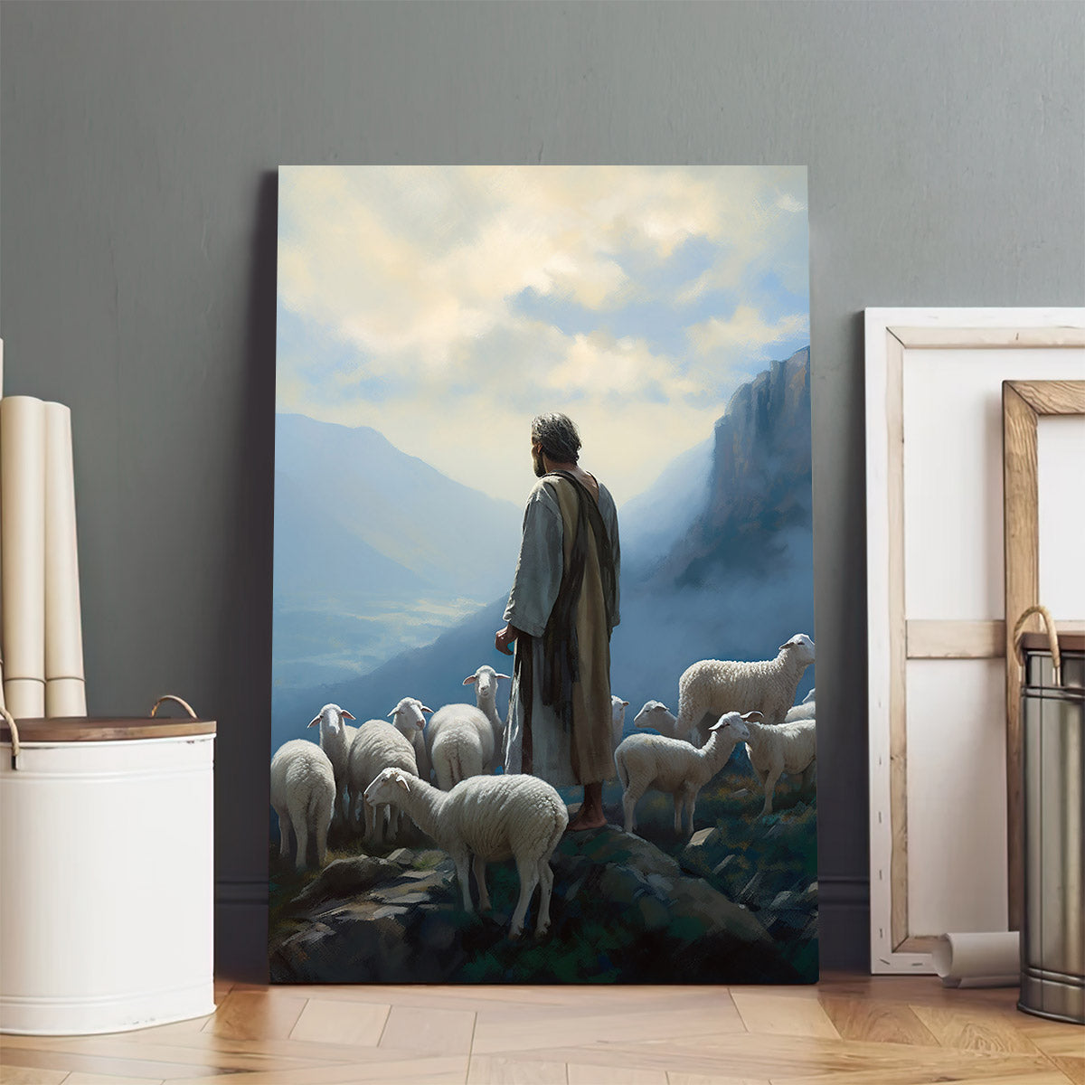 Jesus And The Sheep - Canvas Picture - Jesus Christ Canvas - Christian Wall Art