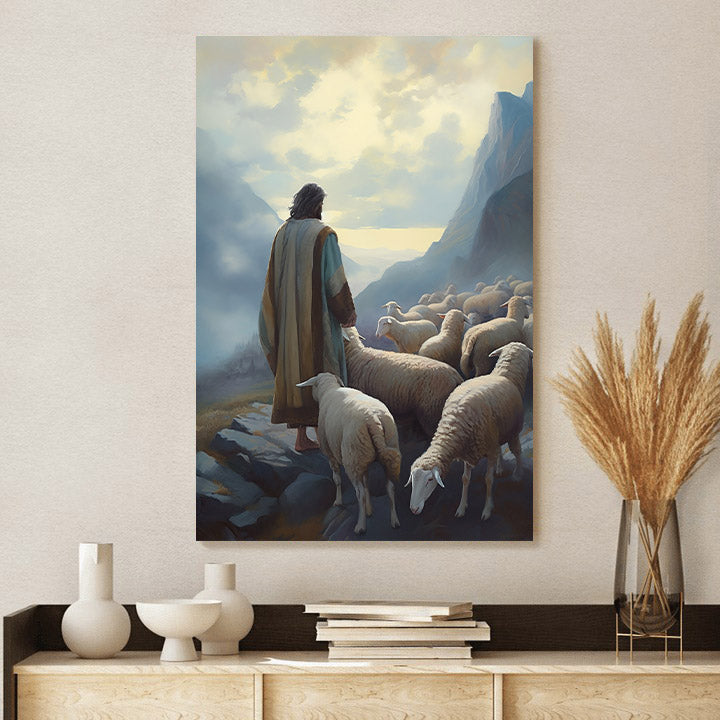 Jesus And The Sheep 3 - Canvas Picture - Jesus Christ Canvas - Christian Wall Art