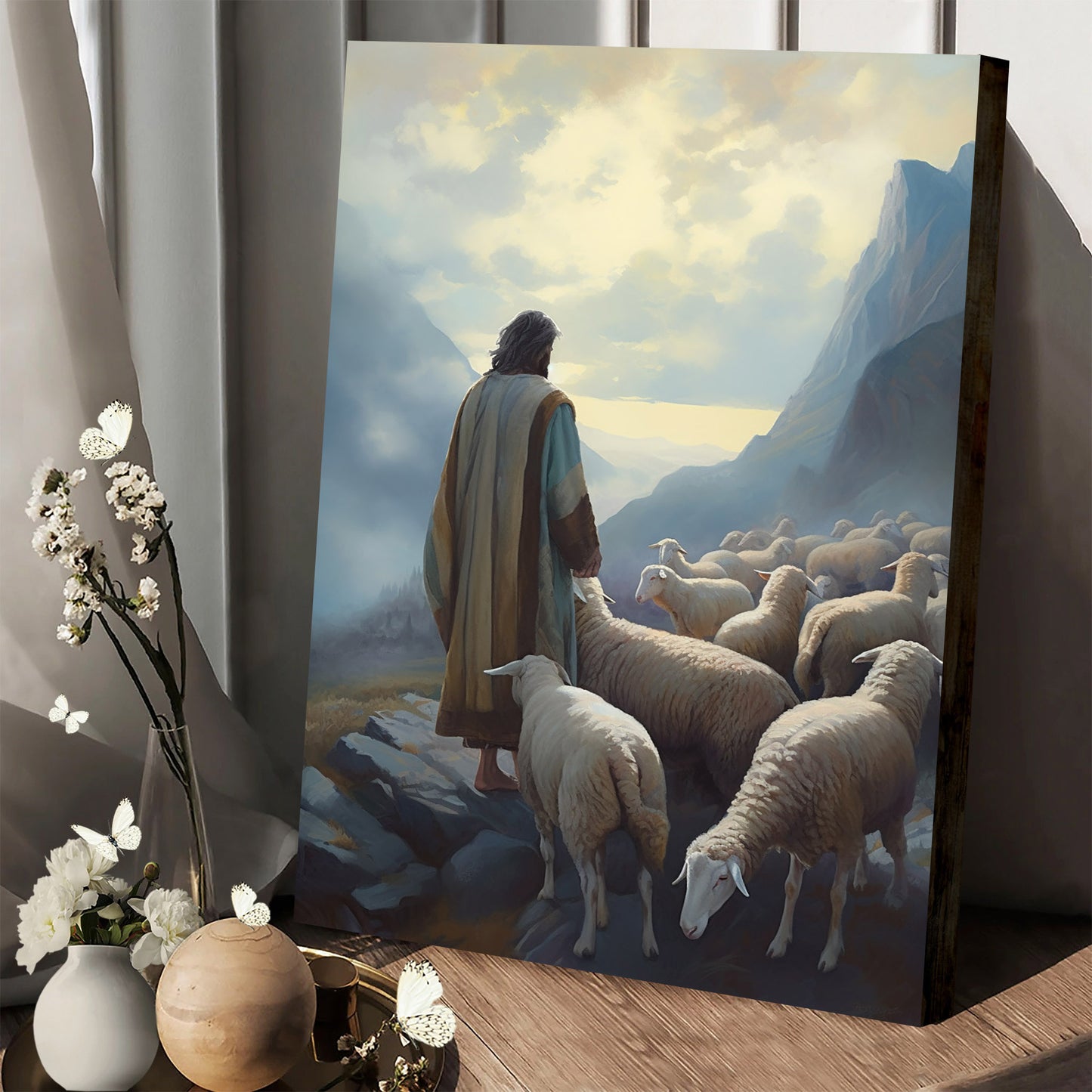 Jesus And The Sheep 3 - Canvas Picture - Jesus Christ Canvas - Christian Wall Art