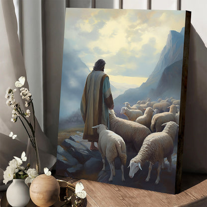 Jesus And The Sheep 3 - Canvas Picture - Jesus Christ Canvas - Christian Wall Art