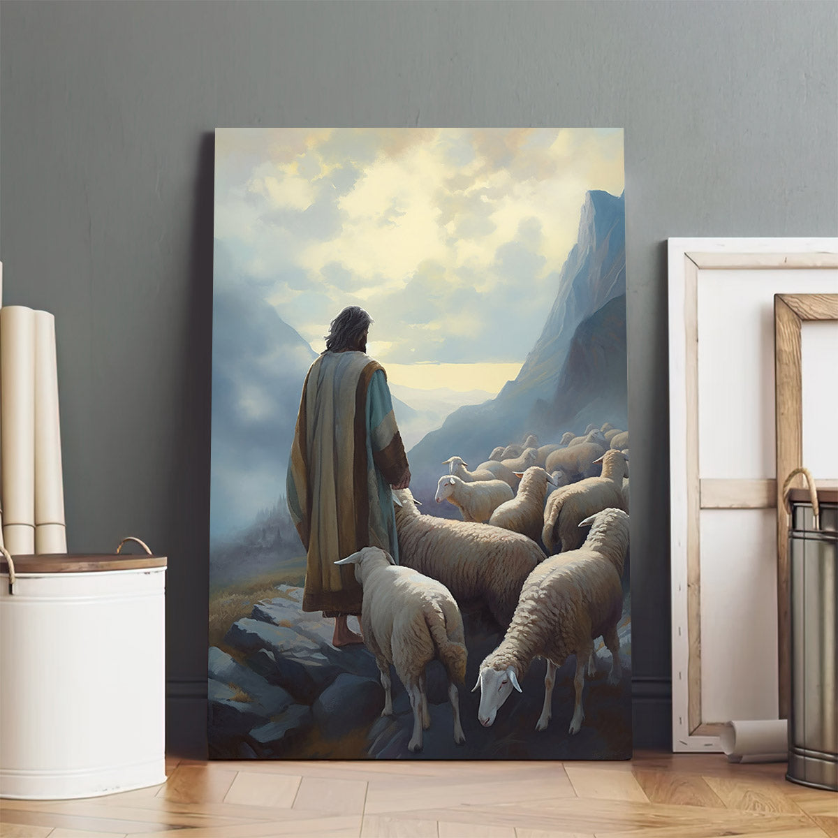 Jesus And The Sheep 3 - Canvas Picture - Jesus Christ Canvas - Christian Wall Art