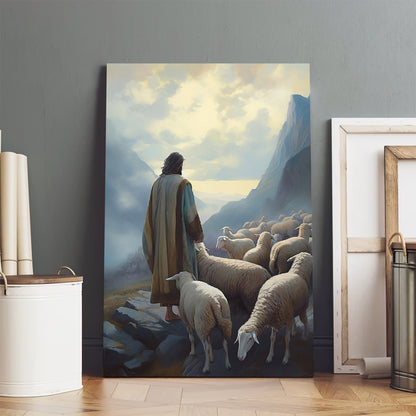 Jesus And The Sheep 3 - Canvas Picture - Jesus Christ Canvas - Christian Wall Art