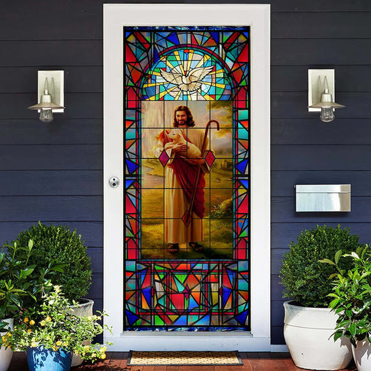 Jesus And The Sheep Door Cover - Religious Door Decorations - Christian Home Decor