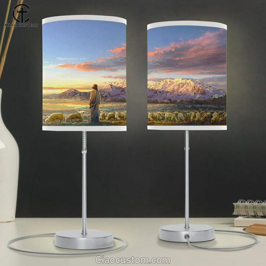 Jesus And The Sheep Table Lamp Art - Christian Lamp Art Decor - Religious Table Lamp Art