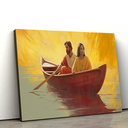 Jesus And Woman In Boat - Canvas Pictures - Jesus Christ Canvas - Christian Wall Art