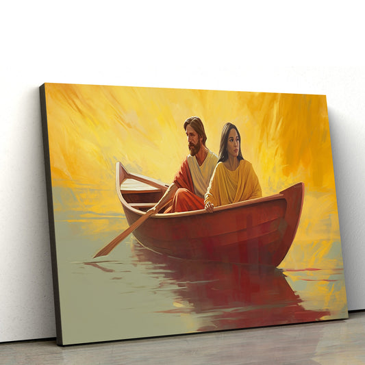Jesus And Woman In Boat - Canvas Pictures - Jesus Christ Canvas - Christian Wall Art