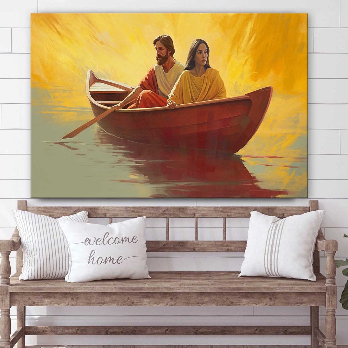 Jesus And Woman In Boat - Canvas Pictures - Jesus Christ Canvas - Christian Wall Art