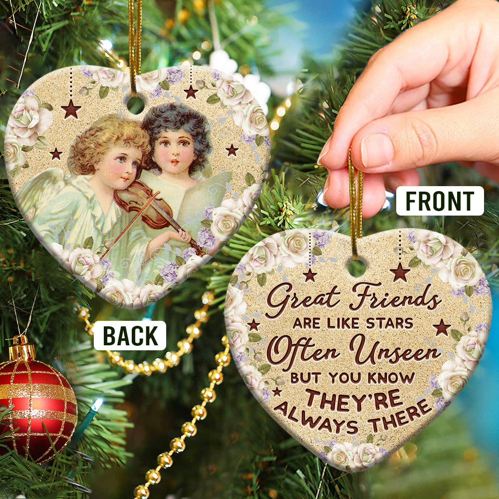 Jesus Angel Bestie Great Friends Are Like Stars Heart Ceramic Ornament - Christmas Ornament - Christmas Gift
